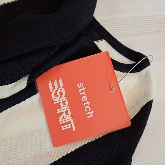 NWT Esprit black & white stripe gatheted side top size Medium - Picture 9 of 13